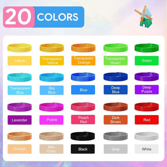 3D Pla Filament, 3D Refill 1.75Mm, 3D Filament 5M 20 Colors Each, Suitable For Kids And Adults, 3D Pen V1188-MS-227-2816