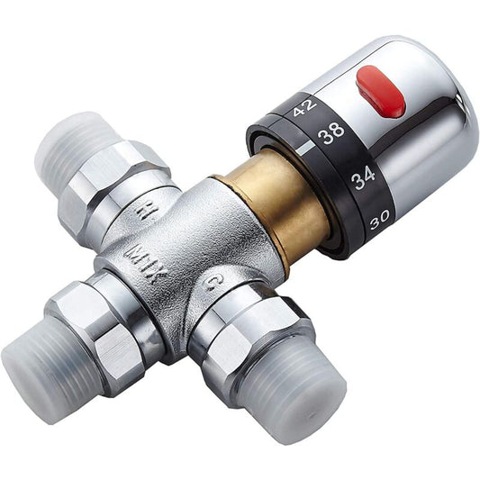 Mixing Valve, Hardened Brass Valve, Thermostatic Valve, Lead-Free Solid Brass, G1/2 Inch Male Connections V1188-MS-227-2818