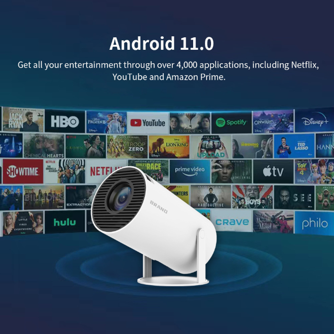 HY300PRO Mini Projector with WiFi and Bluetooth, Portable Projector 720p Support, Auto Keystone, 180 Degree V1188-MS-305-030