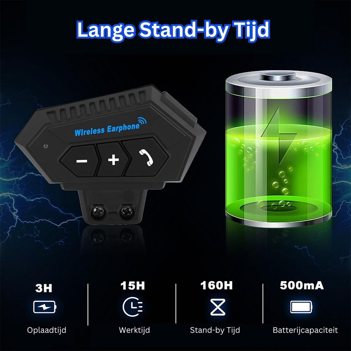 Bluetooth Headset Communication | Motorcycle Helmet | IP67 Waterproof | Motorcycle Accessory | Bluetooth 4.2 V1188-MS-313-0001