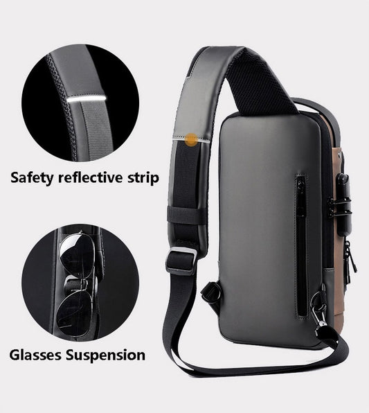 Shoulder Bag - Crossbody Bag - Men's and Women's - Waterproof - Anti-Theft - USB Port - V1188-MS-313-0050