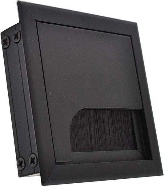 Noble Cable Grommet - Black Aluminum - Square - Desk Cable Organizer - Cable Hole with Brush Closure - Cable V1188-MS-313-0088