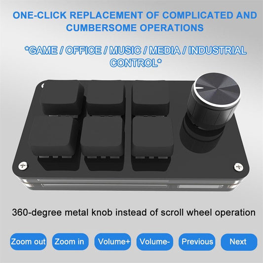 Mini 6-button keyboard, programmable keys, customizable shortcuts, mechanical USB keyboard V1188-MS-313-0109