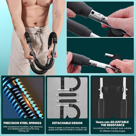 Arm Trainer - U-Shaped Twister - Adjustable Chest Enlarger with 3 Resistance Levels - Detachable Fitness V1188-MS-313-0167