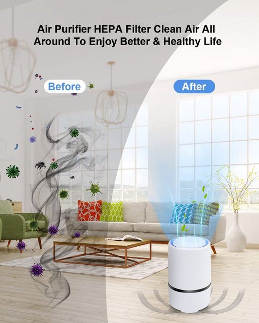 Air purifier - For living room, bedroom, office, and baby's room - Air quality indicator - Effective against V1188-MS-313-0181