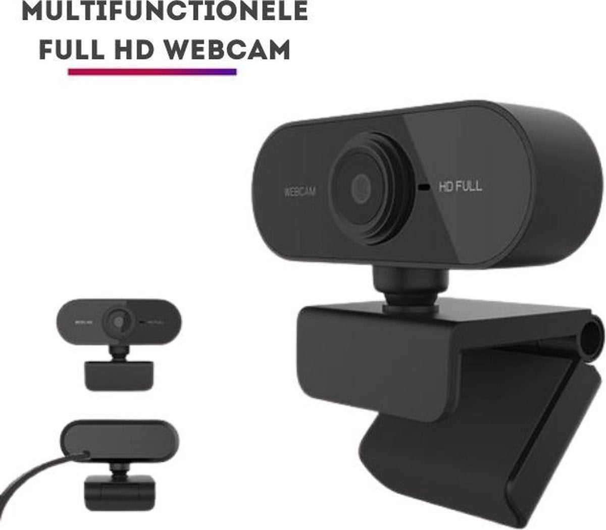 Full HD Webcam - 1080p - Webcam with Microphone - Computer - Laptop - Autofocus - Work from Home - Webcam for V1188-MS-313-0248