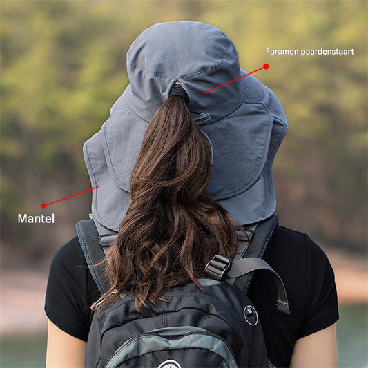 Women's and Men's Sun Hat - Foldable Garden Hat - Wide Brim with Neck Flap - With Chin Strap - For Outdoor V1188-MS-313-0265