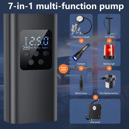 Bicycle pump - Electric bicycle pump - Bicycle pumps - 150 PSI electric air pump - 6000 mAh - Battery V1188-MS-313-0300