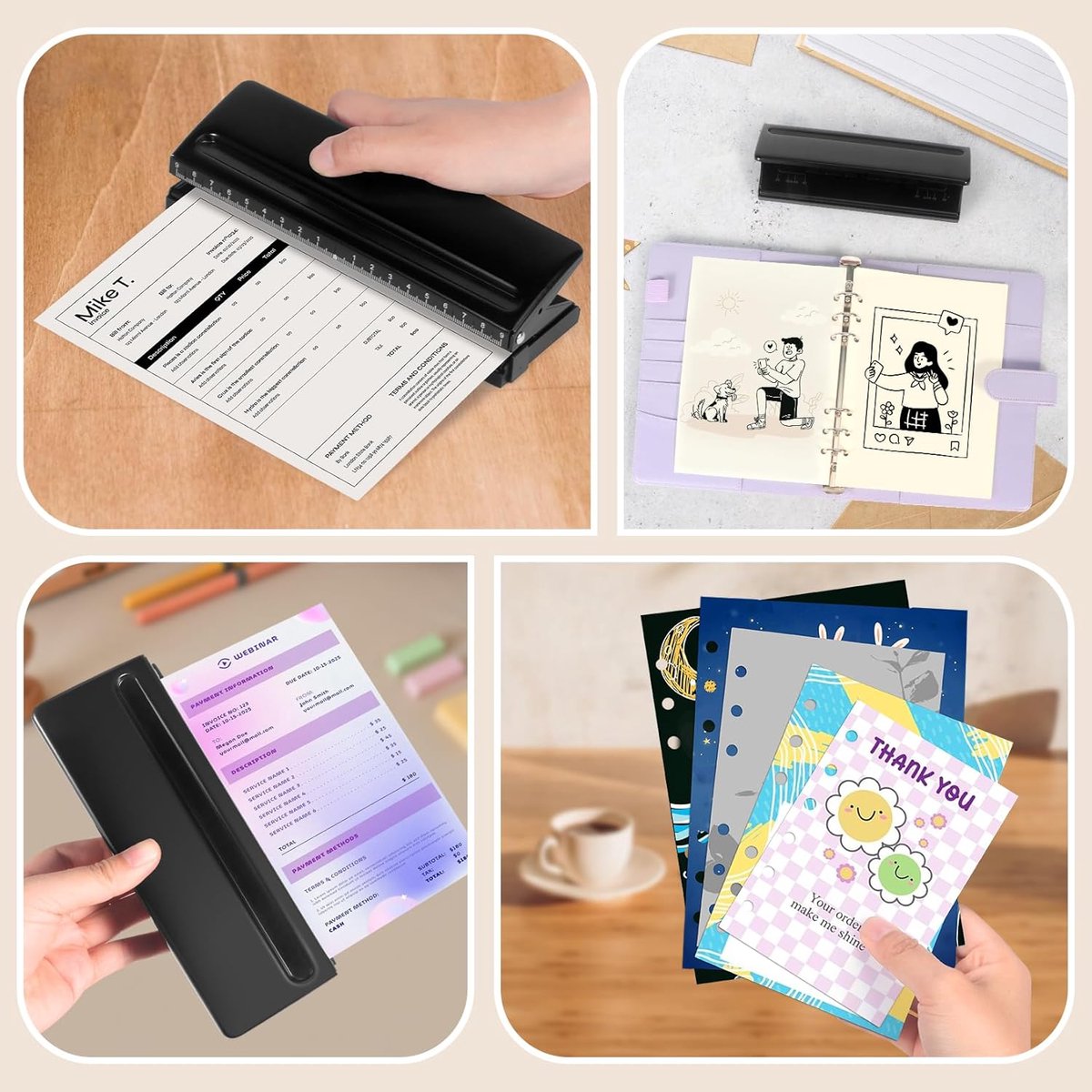 piece - Adjustable 6-hole punch - hole punch for diaries, personal planners and refill pages for files - V1188-MS-313-0315