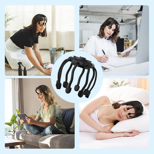 The head massager features 3 vibrating contacts, is ultra-rechargeable, and has a removable head attachment. V1188-MS-313-0343