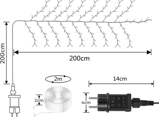 Beautiful LED Vine Branch Wall Light - 2 meters Long, 144 LED Lights - Suitable for Indoor and Outdoor Use - V1188-MS-313-0391