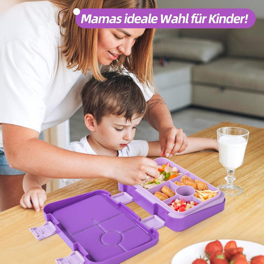 Kids Bento Lunch Box with 6 compartments for School, Kindergarten and Outdoors, Leakproof, Dishwasher Safe, V1188-MS-313-0485