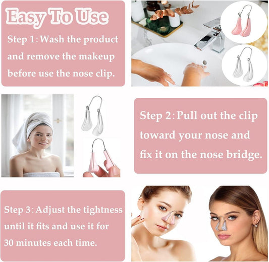 Silicone nose clips for women with wide noses (2 pieces) (transparent pink) V1188-MS-313-0515