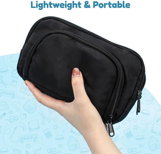 Large black pencil case with 3 compartments for school and office V1188-MS-313-0584