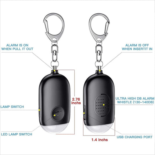 Rechargeable personal alarm - Self-defense products - Self-defense alarm - Keychain - Personal alarm - Alarm V1188-MS-313-0585