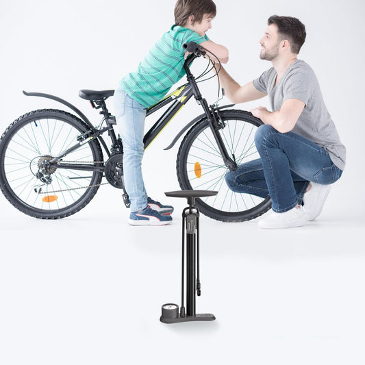 Bicycle pump - Bicycle pump with pressure gauge - Double valve head - Schrader and French valves - Foot pump V1188-MS-313-0601