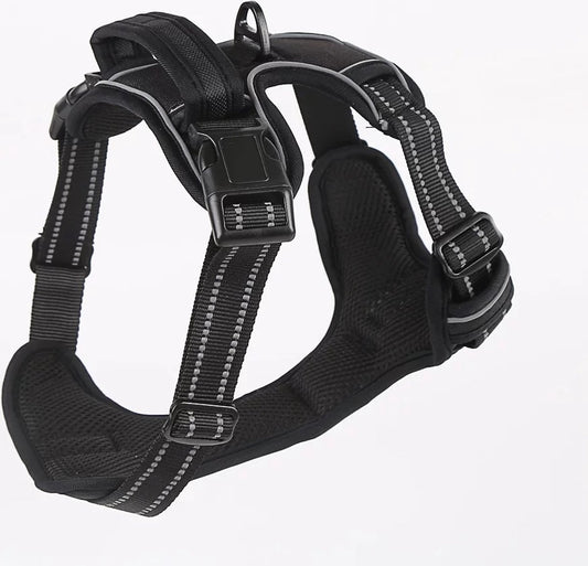 Nixnix - Dog Harness - Size L - Anti-Trek Harness - Dog Harness - Y-Shaped Dog Harness - Reflective - Black V1188-MS-313-0641