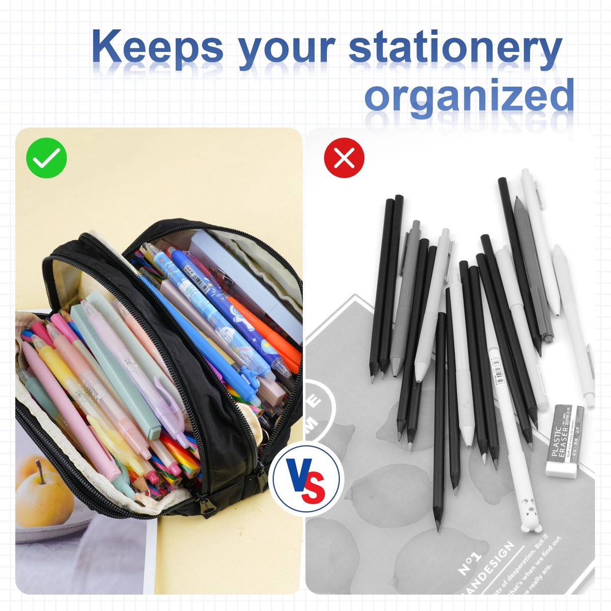 Pencil Case - Pencil Case - Adults - Boys and Girls - School Pencil Case - Black V1188-MS-313-0661