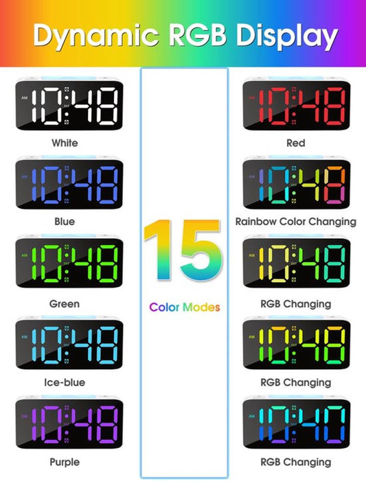 Digital Night Light - Extra Powerful - 7-Color Night Light - Ideal for Heavy Sleepers - Adjustable Volume and V1188-MS-313-0663