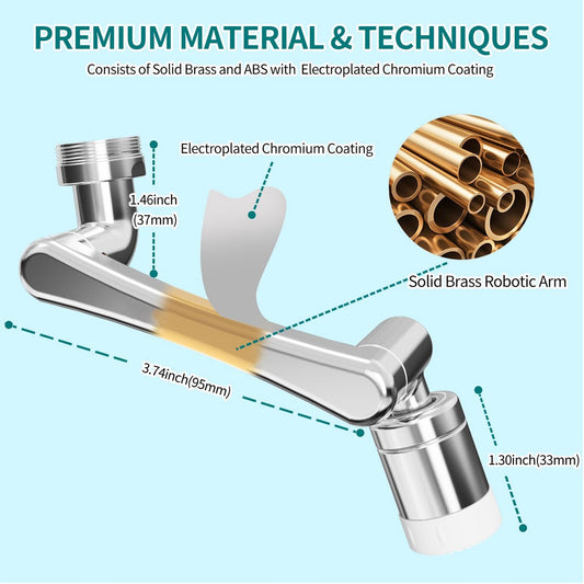 1440 degrees Rotating Faucet - Faucet - Faucet Fitting - Faucet Head - Stainless Steel - Aerator - Rotating - V1188-MS-313-0664