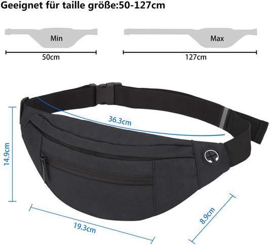 Fanny pack - Sports fanny pack - Running belt - Large fanny pack - Men's and women's - Fanny pack - Pouch - V1188-MS-313-0667