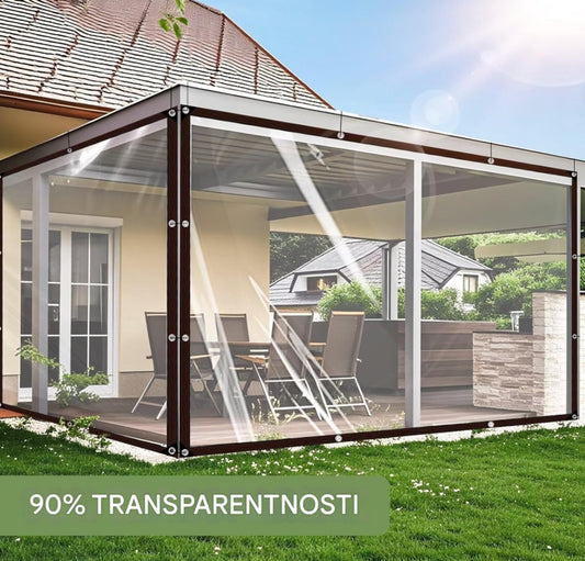 Outdoor tarpaulin - Transparent tarpaulin - Waterproof transparent tarpaulin with holes - 2 x 4 m - Suitable V1188-MS-313-0683