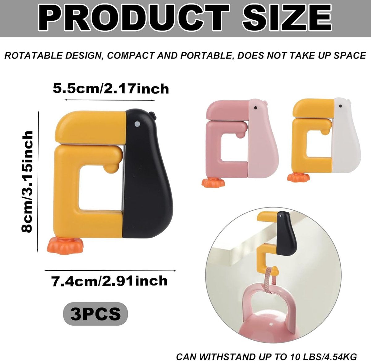 Table Hook - Desk Hook - Removable - Non-slip - Foldable - Desktop Installation - No Drilling Required - V1188-MS-313-0720