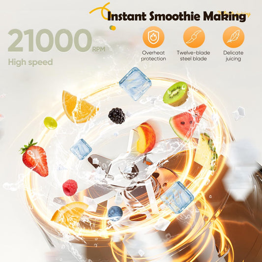 Portable Blender - Mini Blender - 12 Blades - Portable - On-the-Go Blender - Mini Juicer - Smoothie Maker - V1188-MS-313-0729
