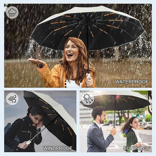 Folding umbrella, safety umbrella, windproof, pocket umbrella, automatic open and close, 105 cm, golf V1188-MS-313-0779