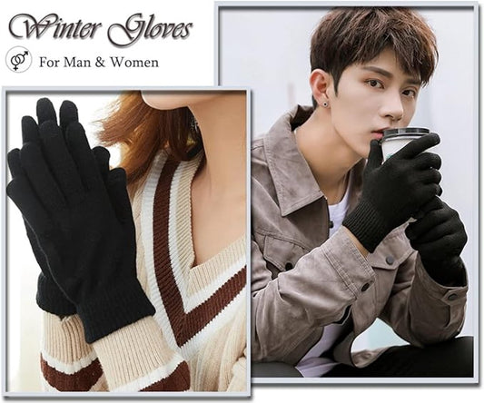 Winter Gloves - Men's Gloves - Warm Winter Gloves - Thick Unisex Gloves - Women's Gloves - Thermal Wool - V1188-MS-313-0820