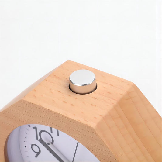 Wekker Wooden Alarm Clock, No Ticking, Silent, with Arabic Numerals, Backlit, Snooze Function, Battery V1188-MS-313-0824