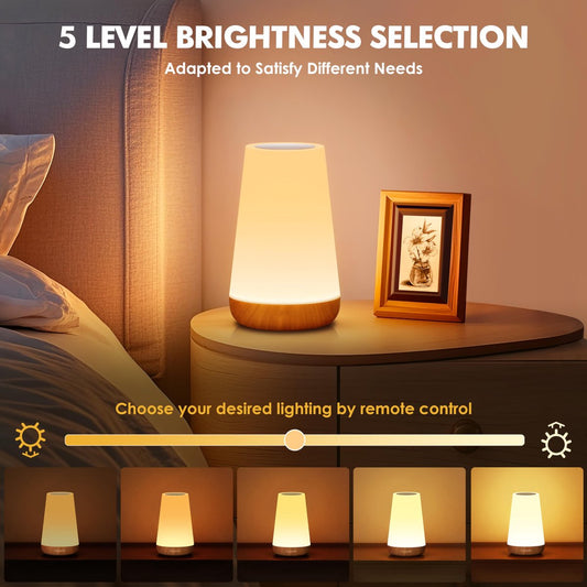 LED Table Lamp - Touch-Sensitive LED Bedside Lamp - Desk Lamp - Dimmable Remote Control with RGB Color V1188-MS-313-0832