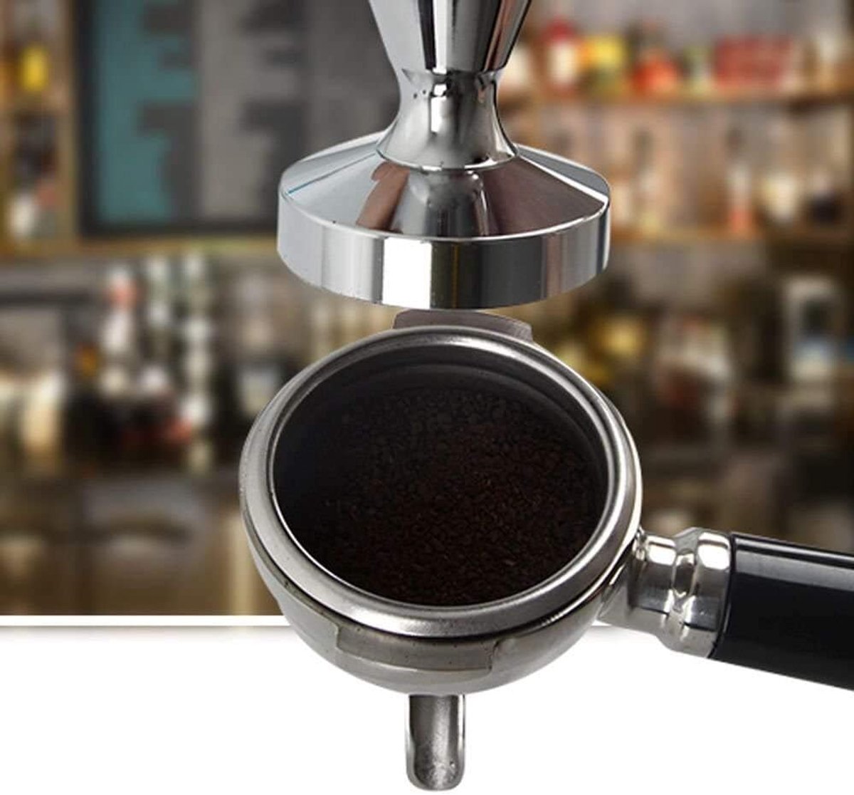 Coffee press - 51 mm coffee press - Ergonomic filter holder - Basis stainless steel espresso press - Coffee V1188-MS-313-0857