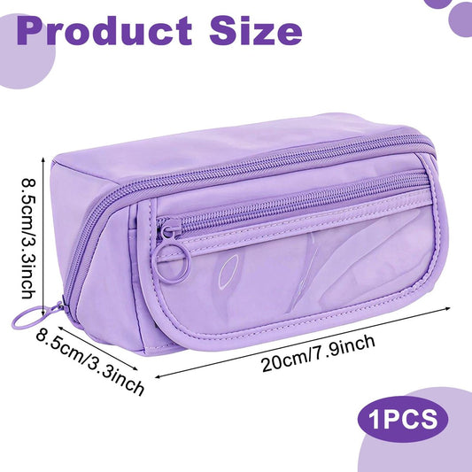 Pencil case - Pencil case for boys and girls - 20 x 8.5 x 8.5 cm - Canvas - Linen - Large capacity - School V1188-MS-313-0900