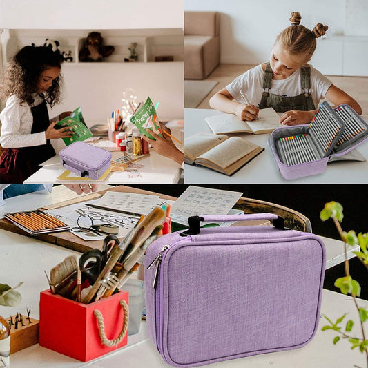 AMGOMH 72-slot pencil case, large capacity, student stationery, colored pencils, with inner pocket for small V1188-MS-313-1070
