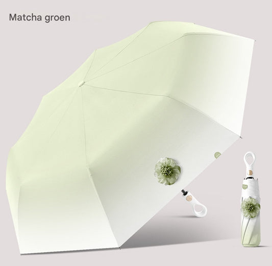 Small Folding Umbrella, Sun Protection, 8 Ribs, Travel, Automatic Open and Close with Button, Handle, Ring, V1188-MS-313-1087