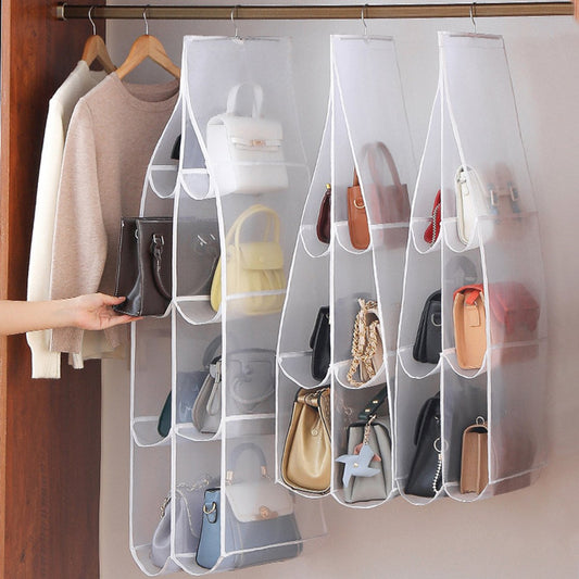 Hanging storage shelf - Closet organizer - Wardrobe organizer - 6 compartments - Suitable for handbags, V1188-MS-313-1104
