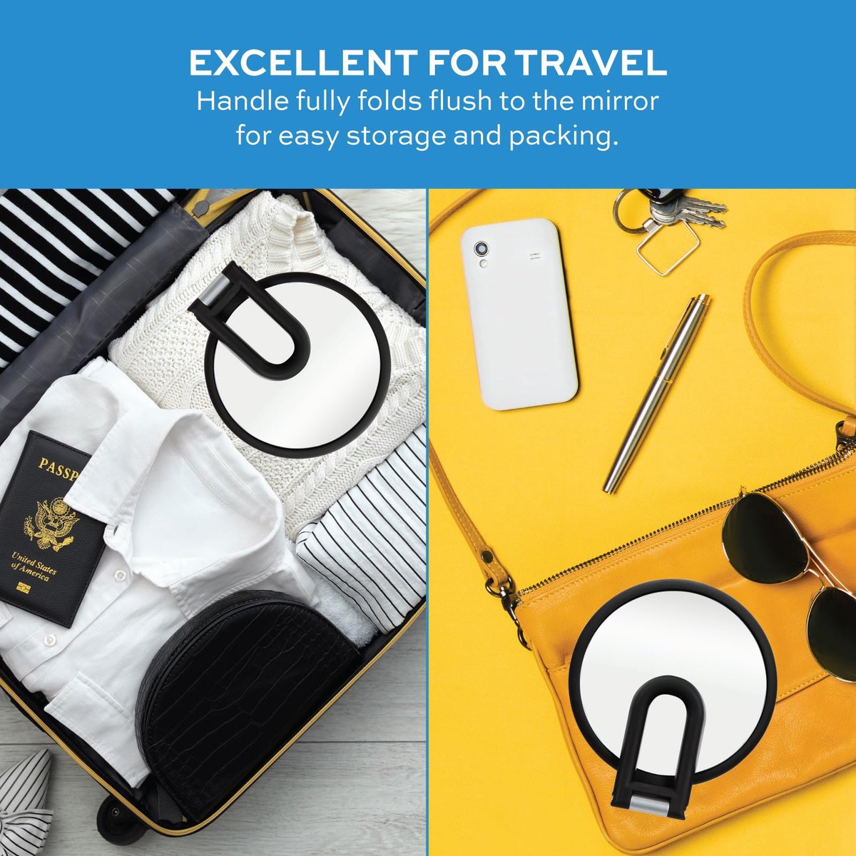 Pocket Mirror - 15x Magnifying Pocket Mirror - Pocket Mirror - Portable Travel Mirror - Makeup Mirror - V1188-MS-313-1108