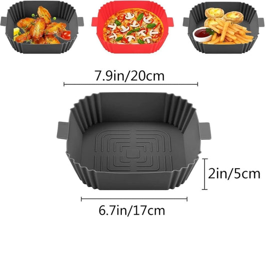 2-Pack Air Fryer Silicone Basket Non-Stick Reusable Easy to Clean, Gray, Compatible with Most Air Fryers V1188-MS-325-0074