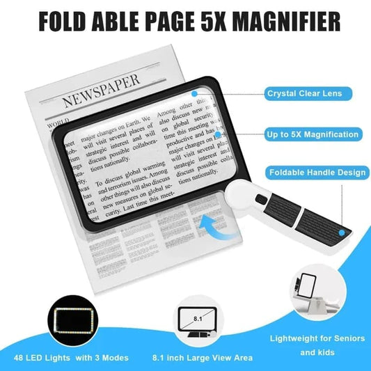 5X Magnifying Glass with 48 LED Lights, 3 Modes for Reading V1188-MS-325-0132