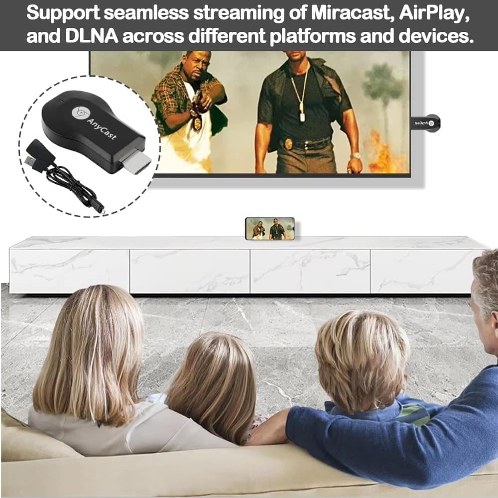 Wireless HDMI Adapter 1080P for iOS Android Windows, Black, Compatible with Samsung Philips Xiaomi TV V1188-MS-325-0154