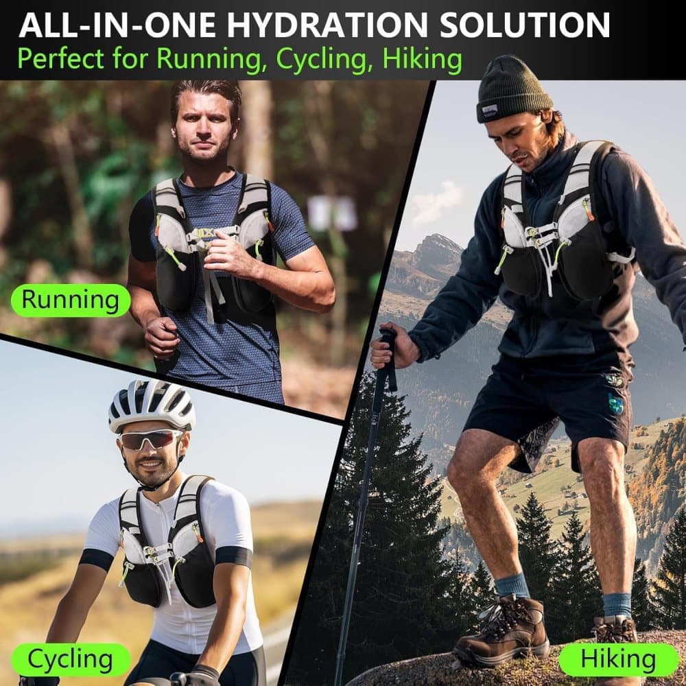 Reflective vest with hydration bladder, unisex adjustable breathable for running cycling marathons V1188-MS-325-0352