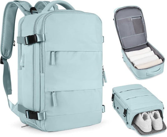Blue Travel Backpack Cabin Bag with Dry Wet Sorting, 42 x 30 x 20 cm V1188-MS-325-0356
