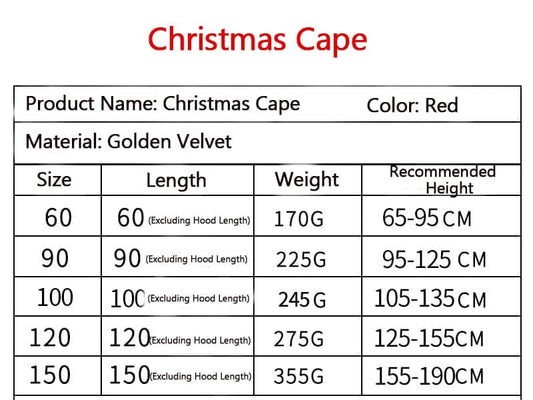 1 Red Christmas Cloak with Hood Santa Costume for Women, 60cm V1188-MS-325-0367