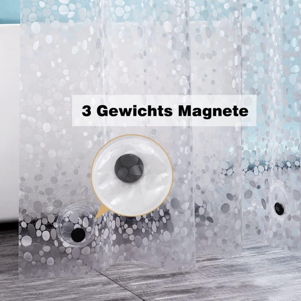 Waterproof Shower Curtain with Bottom Magnet and Weight Pebble Pattern, 180x180 cm V1188-MS-325-0533