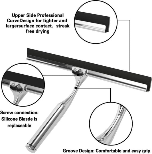 Bathroom Scraper with Wall Hook for Shower Door Kitchen Windows and Car Glass, 1 Pack V1188-MS-325-0602