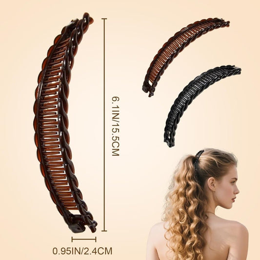 2 pcs Banana Hair Clips, French Fishtail Hair Accessories Combs V1188-MS-325-0603