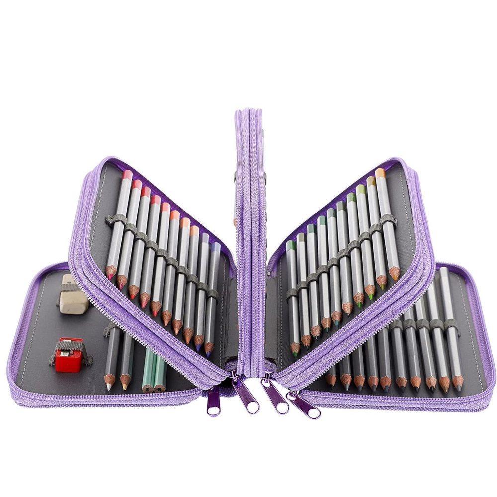 72 Holes Pen Case with Compartments, Large Capacity Lightweight Durable, Compatible with Students and Office V1188-MS-325-0609