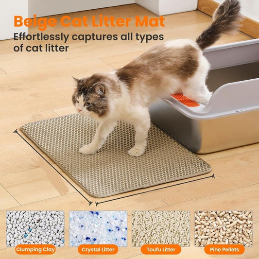Double EVA Cat Litter Mat, 40x50cm, Beige, Prevents Scattered Sand, Multiple Sizes and Colors Available V1188-MS-325-0721