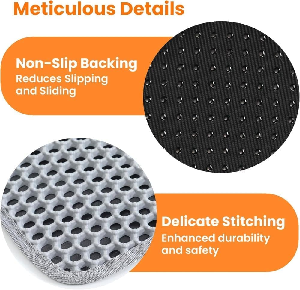 Gray Double EVA Cat Litter Mat, 45x60cm, Prevents Scattered Sand, Multiple Colors Available V1188-MS-325-0725